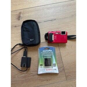 Olympus Stylus Tough TG-830 16MP Red Waterproof Camera & 2 Batteries